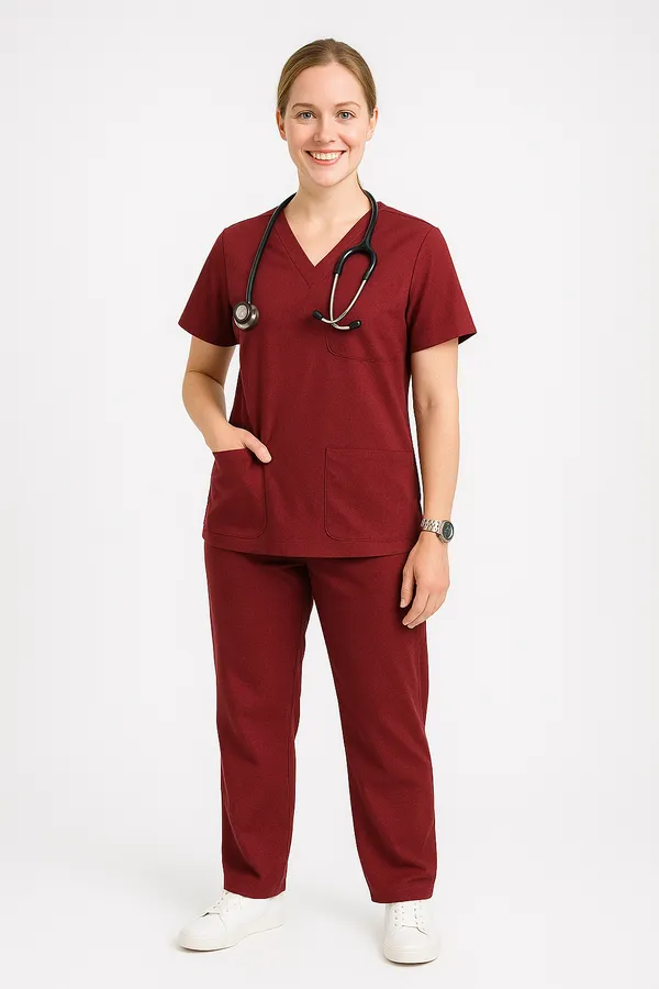 Maroon_Womens_5-Pocket_Comfortable_Cotton_Blend_Medical_Uniform