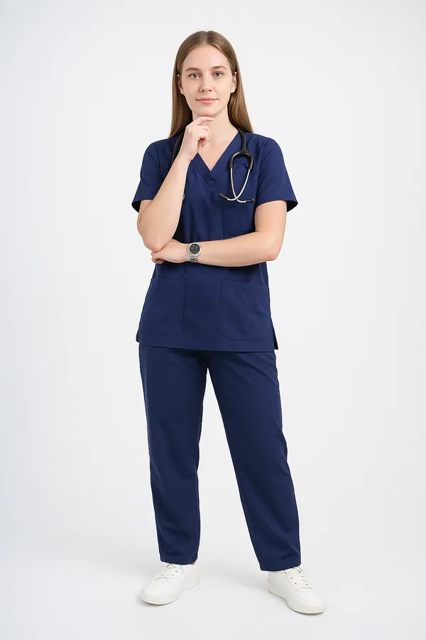 Navy_Blue_Womens_5-Pocket_Comfortable_Cotton_Blend_Medical_Uniform