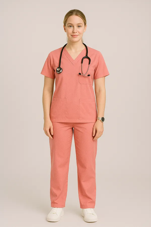 Pink_Womens_5-Pocket_Comfortable_Cotton_Blend_Medical_Uniform