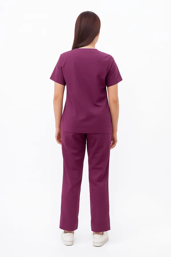 Wine_Womens_5-Pocket_Comfortable_Cotton_Blend_Medical_Uniform