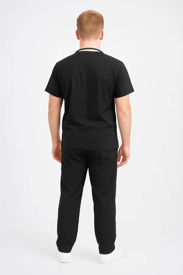 Black_Mens_5-Pocket_Comfortable_Cotton_Blend_Medical_Uniform