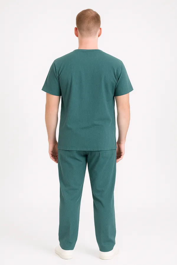 Bottle_Green_Mens_5-Pocket_Comfortable_Cotton_Blend_Medical_Uniform