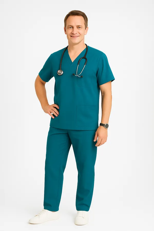 Forest_Green_Mens_5-Pocket_Comfortable_Cotton_Blend_Medical_Uniform