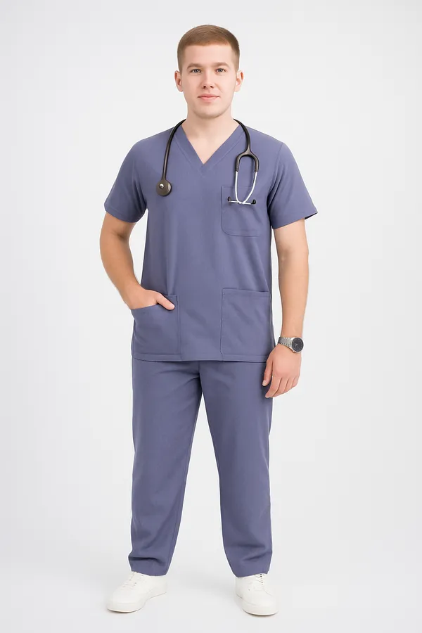 Grey_Mens_5-Pocket_Comfortable_Cotton_Blend_Medical_Uniform