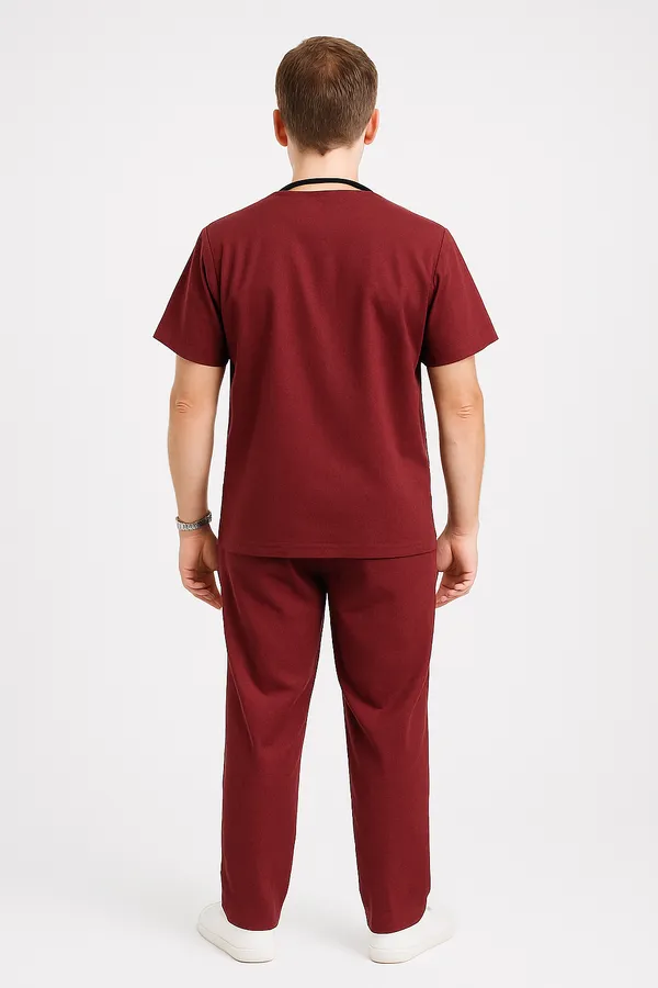 Maroon_Mens_5-Pocket_Comfortable_Cotton_Blend_Medical_Uniform