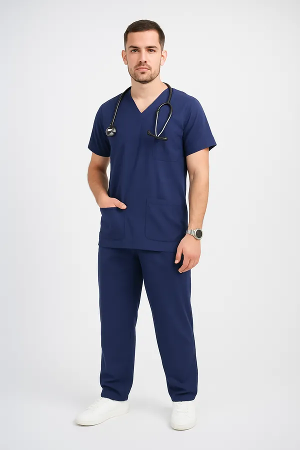 Navy_Blue_Mens_5-Pocket_Comfortable_Cotton_Blend_Medical_Uniform