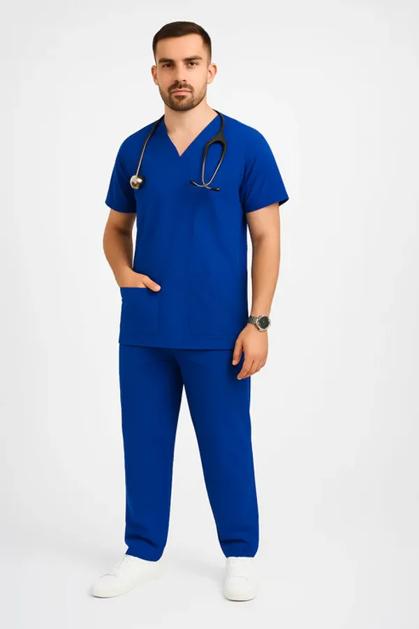 Peacock_Blue_Mens_5-Pocket_Comfortable_Cotton_Blend_Medical_Uniform