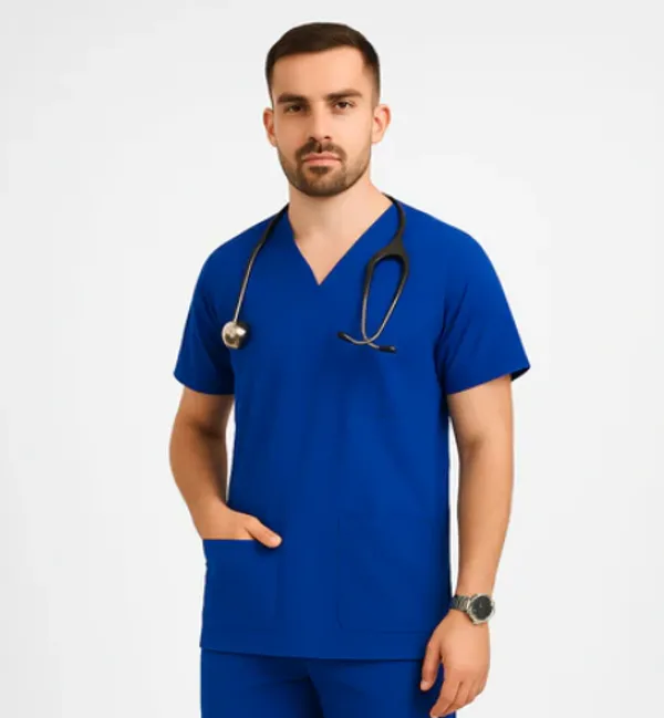 Peacock_Blue_Mens_5-Pocket_Comfortable_Cotton_Blend_Medical_Uniform
