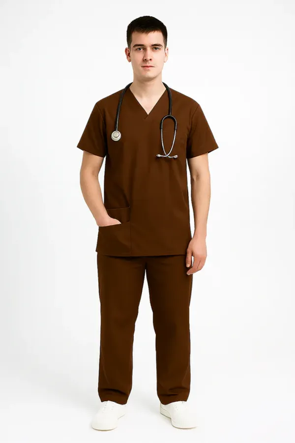 Coffee_Mens_5-Pocket_Comfortable_Cotton_Blend_Medical_Uniform
