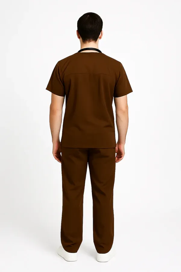 Coffee_Mens_5-Pocket_Comfortable_Cotton_Blend_Medical_Uniform