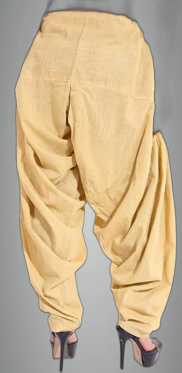 Beige_Cotton_Solid_Patiala_For_Women
