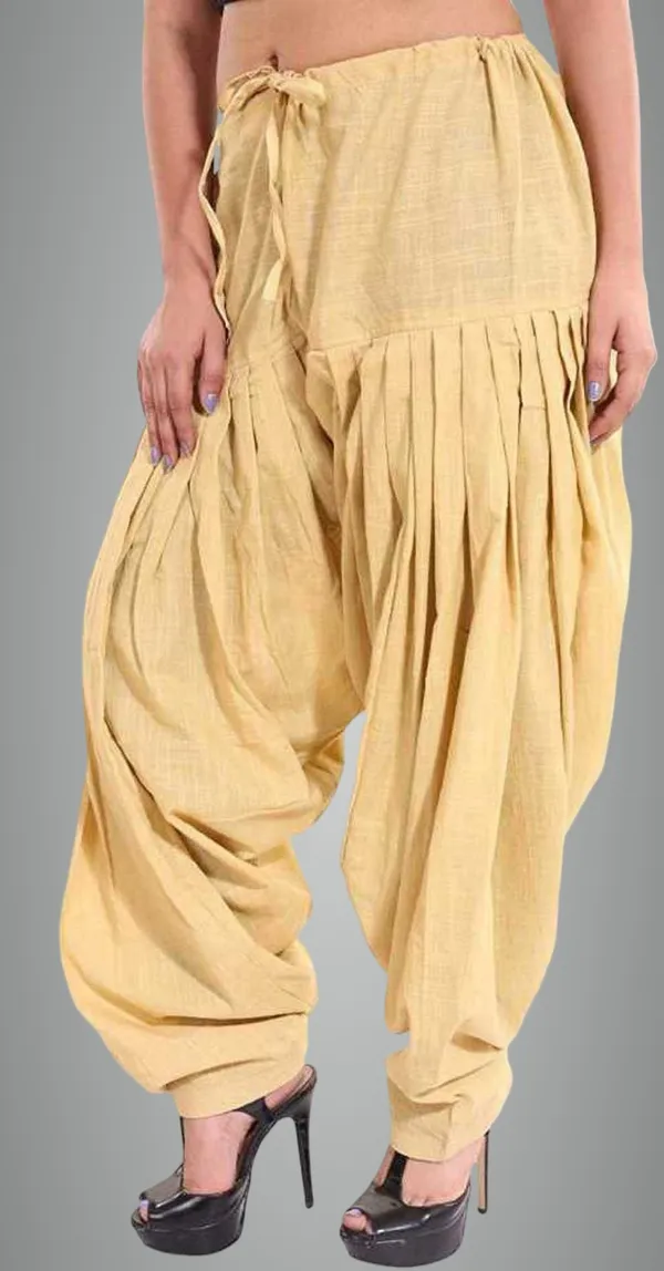 Beige_Cotton_Solid_Patiala_For_Women