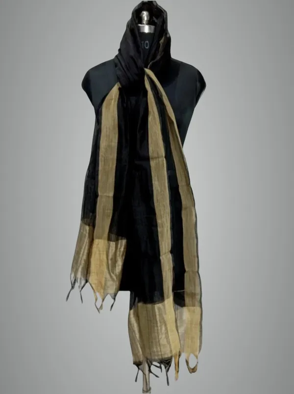 Black_Silk_Blend_Woven_Dupatta_For_Women