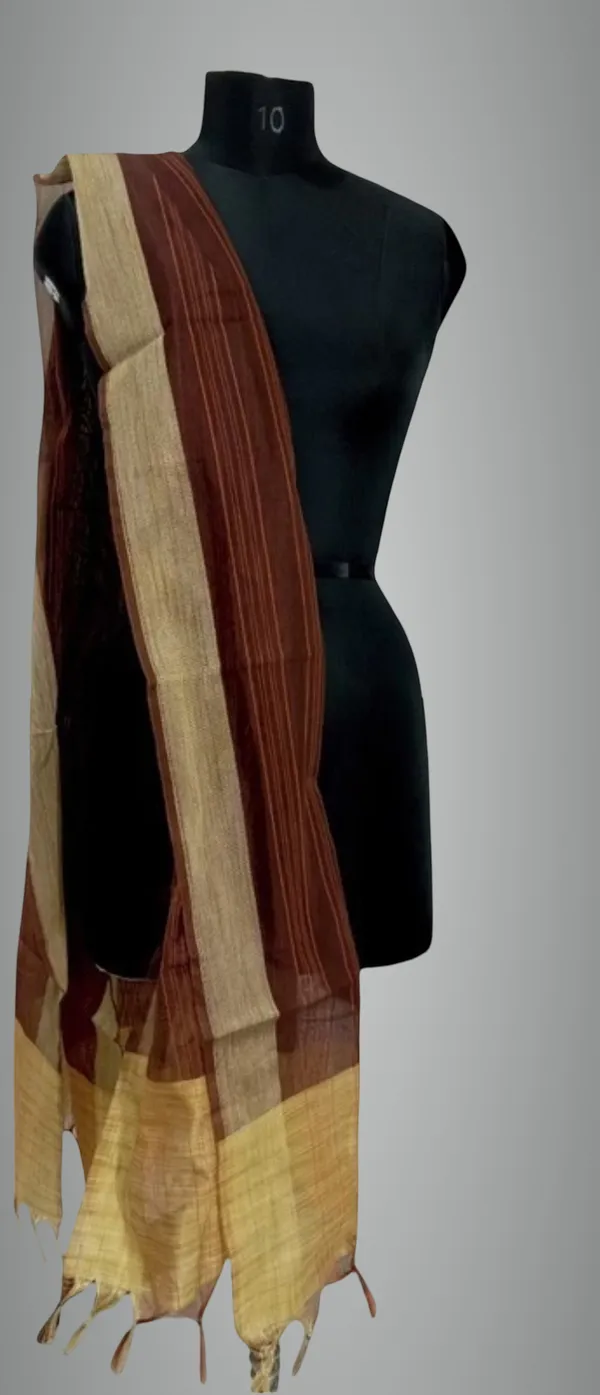 Brown_Silk_Blend_Woven_Dupatta_For_Women