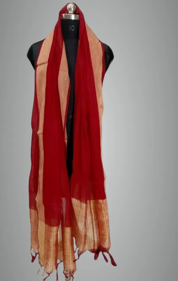 Maroon_Silk_Blend_Woven_Dupatta_For_Women