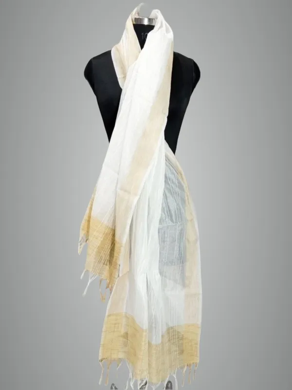 White_Silk_Blend_Woven_Dupatta_For_Women