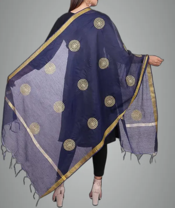 Dark_Blue_Organza_Embroide_Dupatta_For_Women