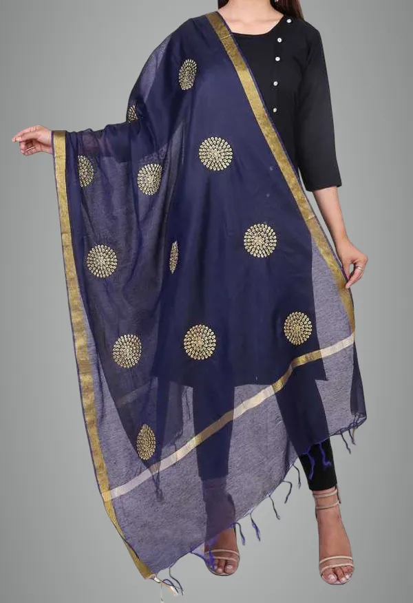 Dark_Blue_Organza_Embroide_Dupatta_For_Women