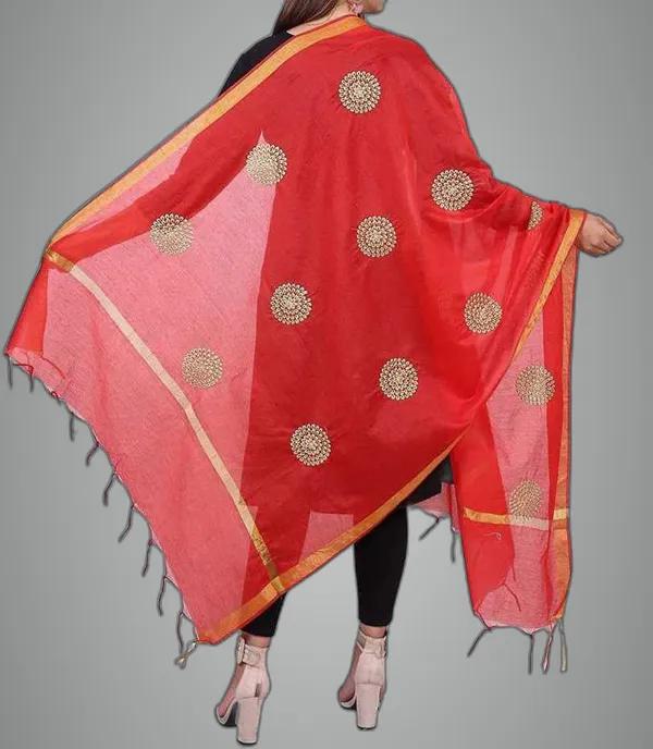 Red_Organza_Embroide_Dupatta_For_Women