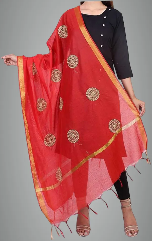 Red_Organza_Embroide_Dupatta_For_Women