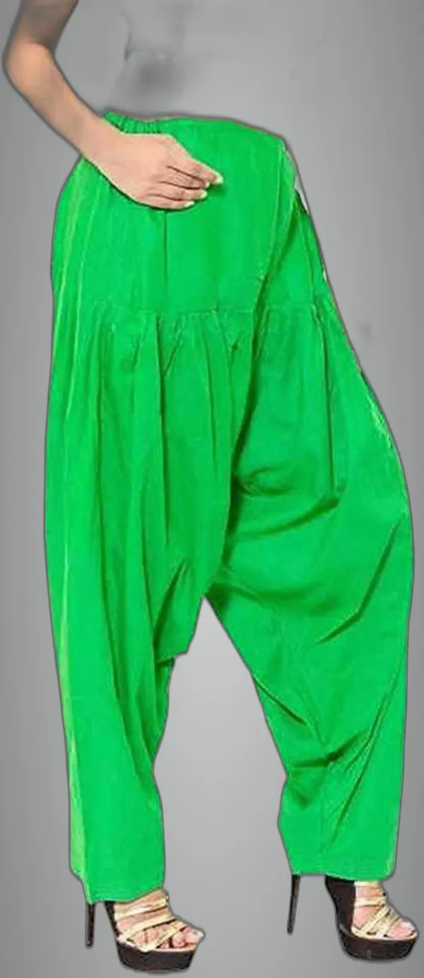 Green_Cotton_Solid_Patiala_For_Women