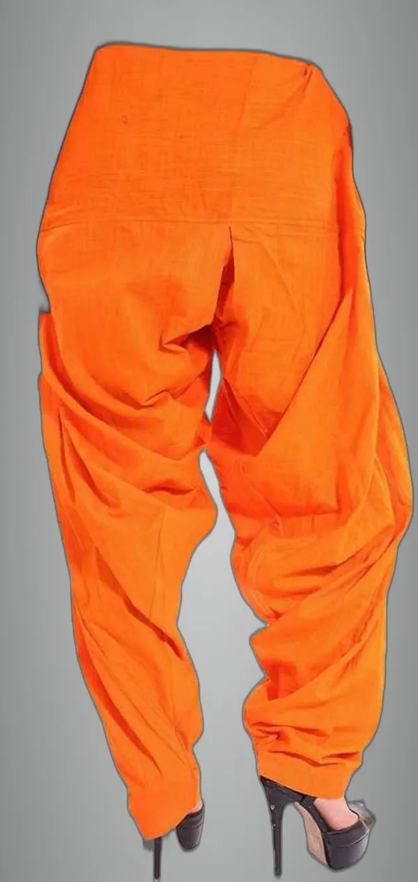 Orange_Cotton_Solid_Patiala_For_Women