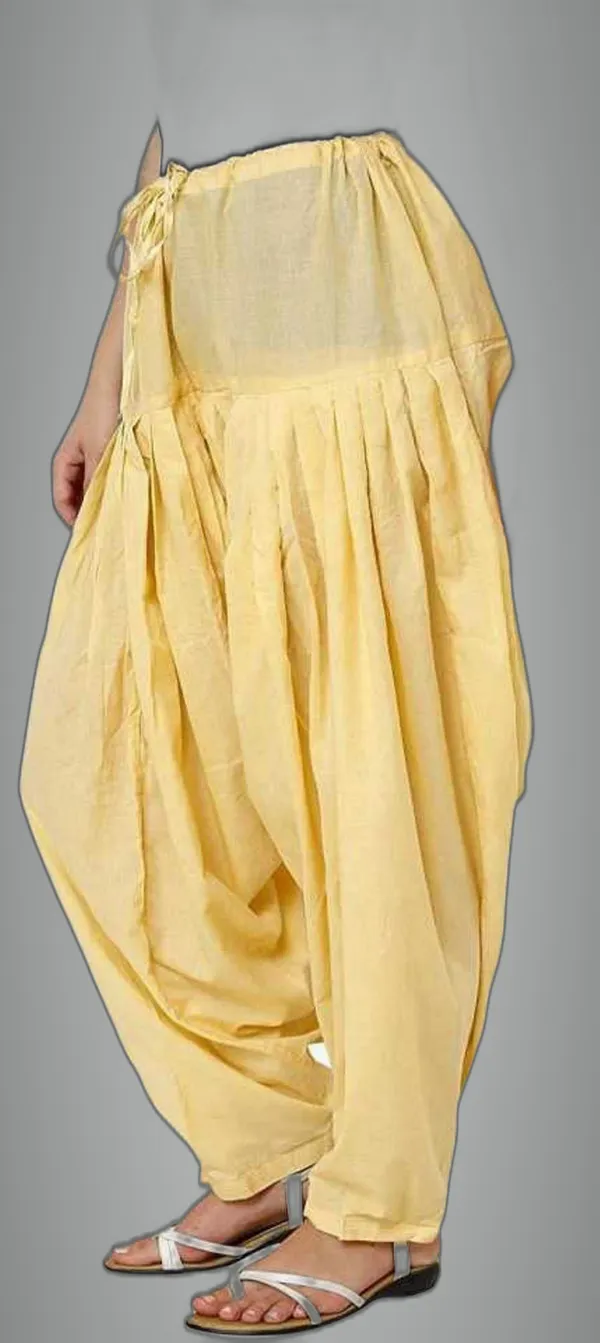 Yellow_Cotton_Solid_Patiala_For_Women