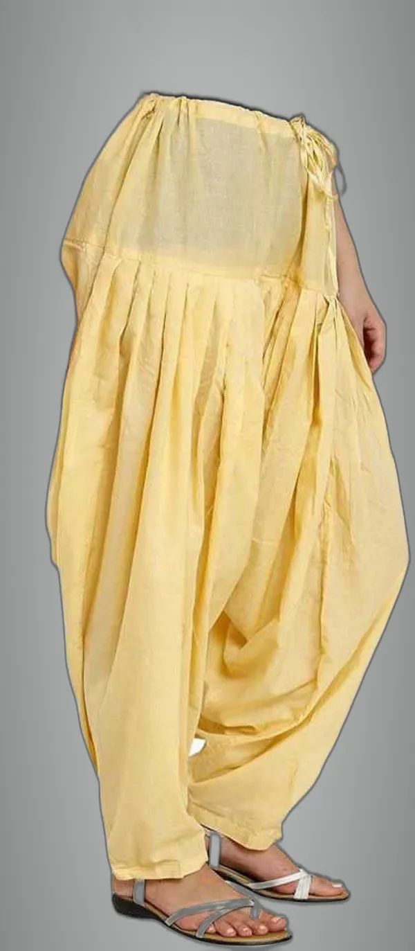 Yellow_Cotton_Solid_Patiala_For_Women