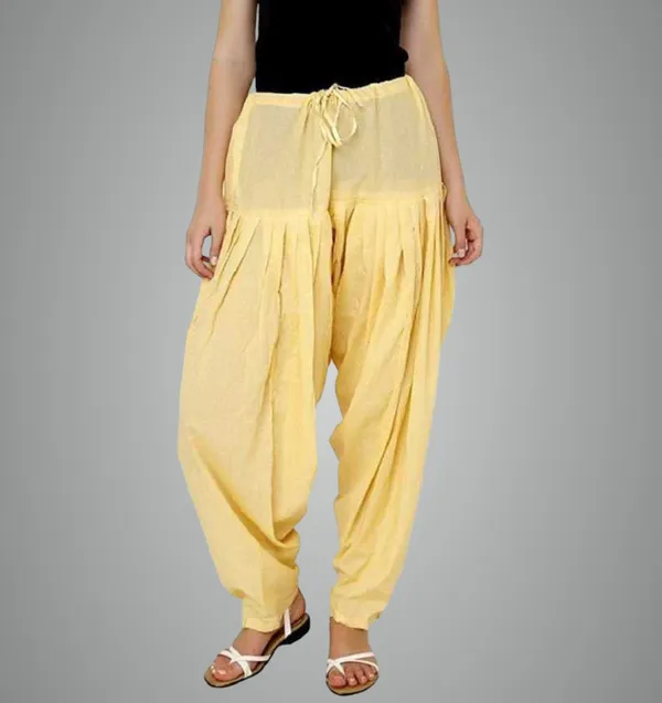 Yellow_Cotton_Solid_Patiala_For_Women