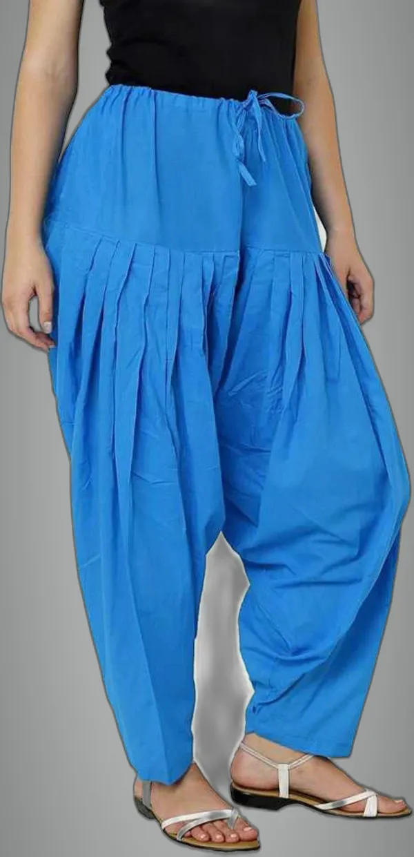 Blue_Cotton_Solid_Patiala_For_Women