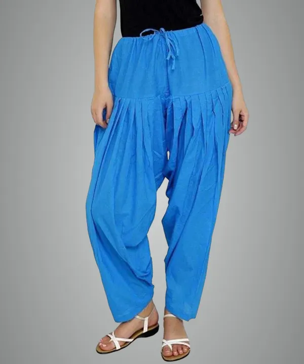 Blue_Cotton_Solid_Patiala_For_Women