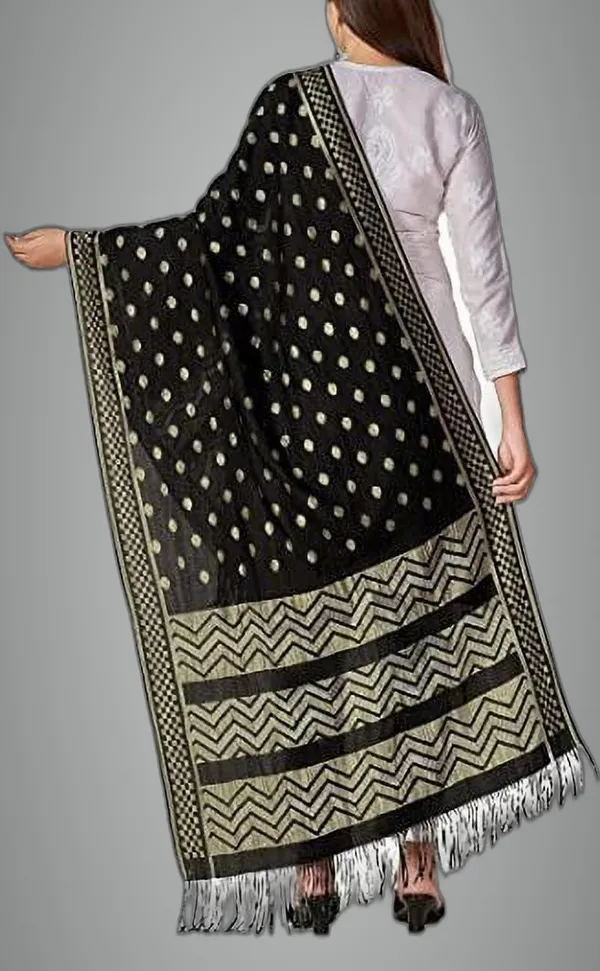 Black_Silk_Blend_Woven_Dupatta_For_Women