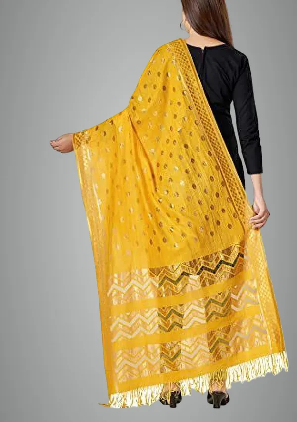 Yellow_Silk_Blend_Woven_Dupatta_For_Women