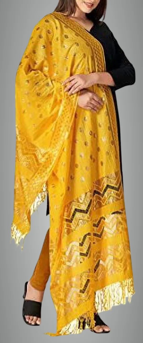 Yellow_Silk_Blend_Woven_Dupatta_For_Women