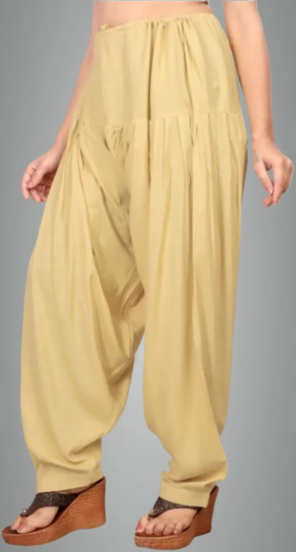 Beige_Indi_Viscose_Rayon_Solid_Patiala_For_Women