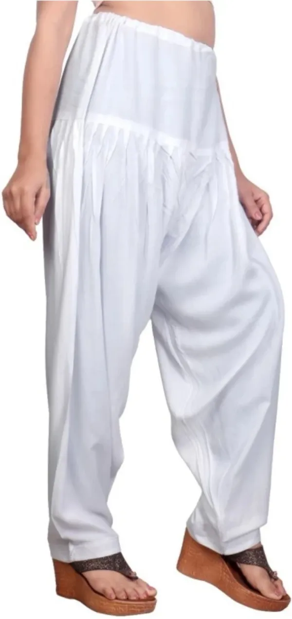 White_Indi_Viscose_Rayon_Solid_Patiala_For_Women