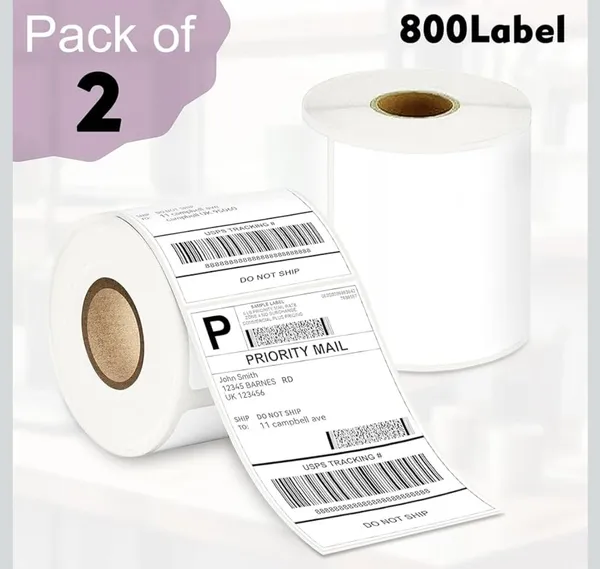 Avinzo_100mm_x_150mm_Direct_Thermal_Shipping_Label,_4"x_6"_Sticker_Rolls,_400_Label_per_Roll,_Strong_Adhesive,_Barcode_Compatible_for_E-Commerce_Couriers_-Pack_of_2,(_800_labels)