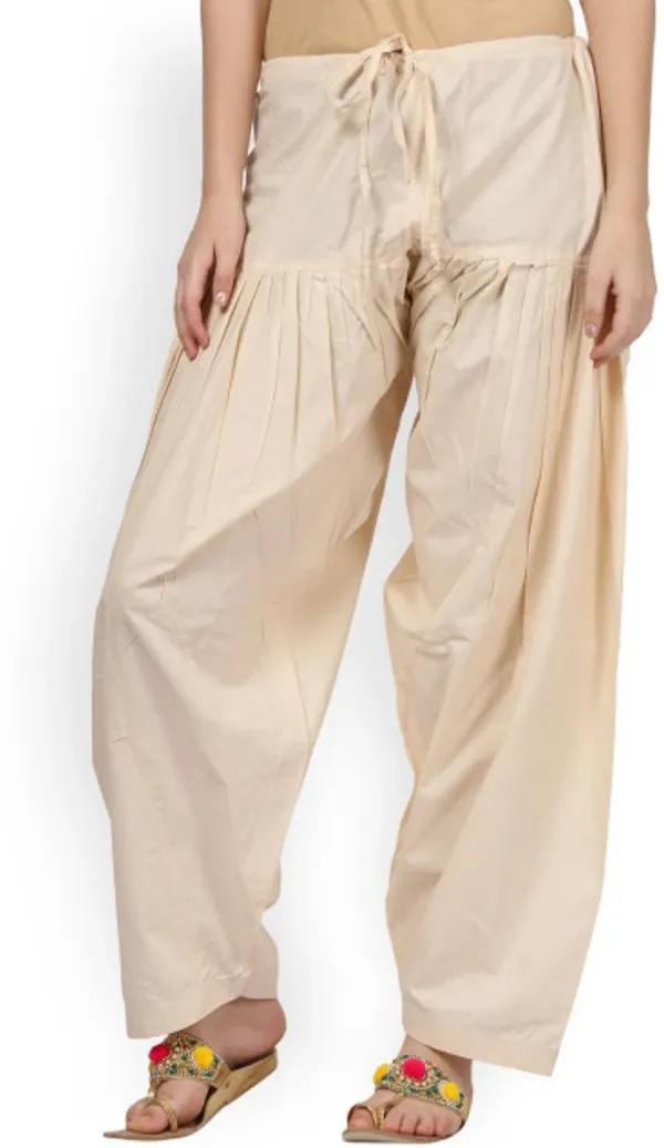 Beige_Cotton_Blend_Solid_Salwar_For_Women