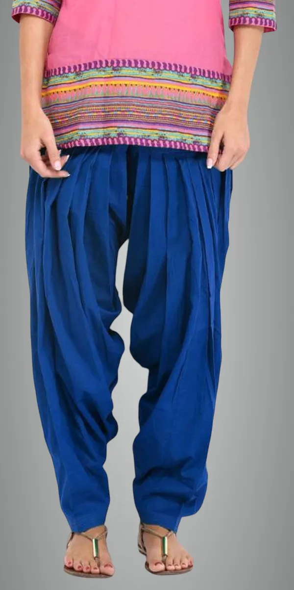 Blue_Cotton_Blend_Solid_Salwar_For_Women