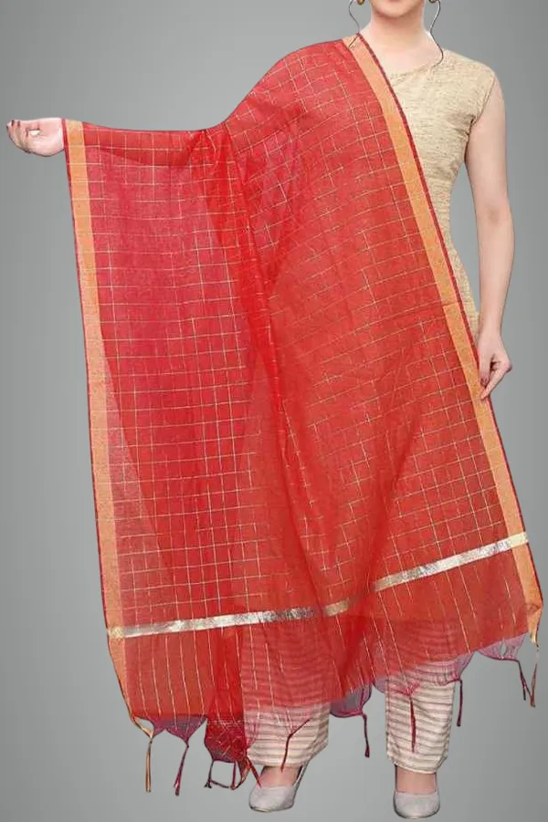Red_Cotton_Silk_Dupatta_For_Women