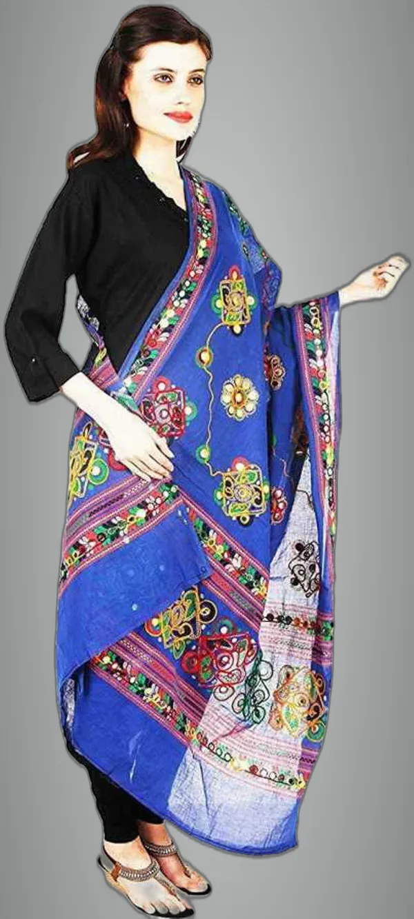 Blue_Cotton_Blend_Embellished_Dupatta_For_Women