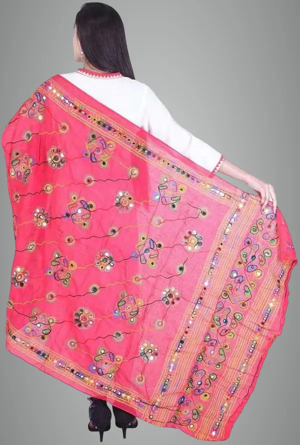 Dark_Pink_Cotton_Blend_Embellished_Dupatta_For_Women