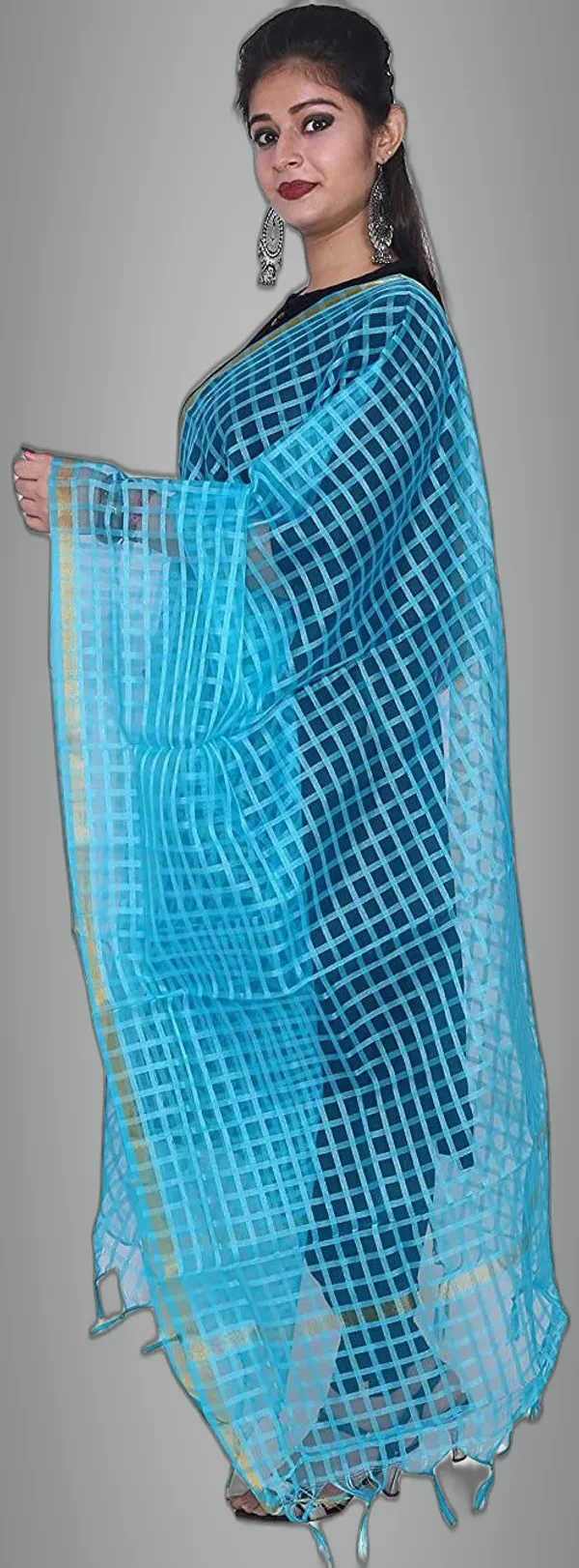 Blue_Net_Checke_Dupatta_For_Women