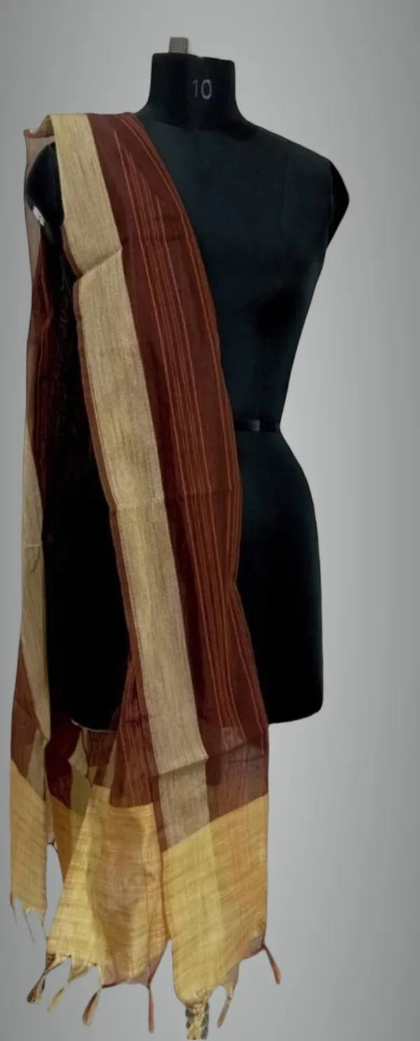 Brown_Silk_Blend_Woven_Dupatta_For_Women