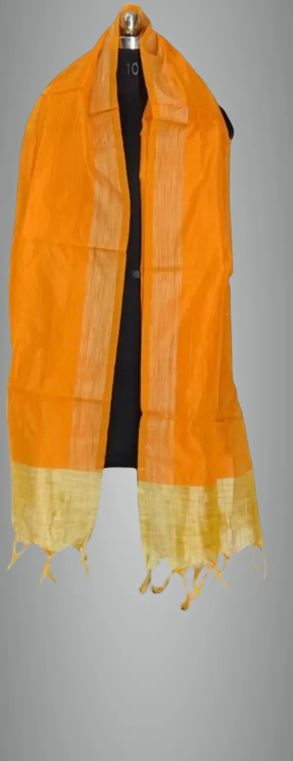 Orange_Silk_Blend_Woven_Dupatta_For_Women