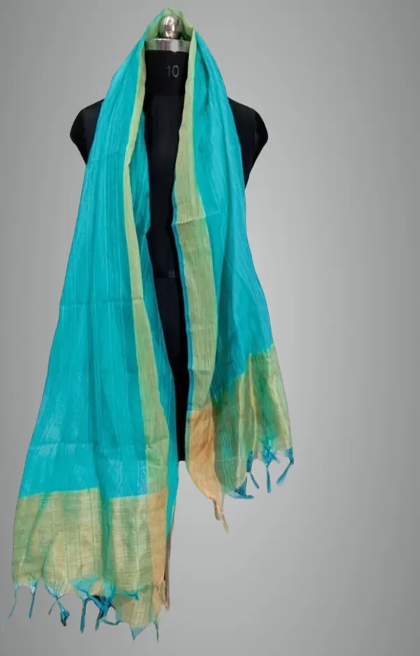 Gold_&_Blue_Silk_Blend_Woven_Dupatta_For_Women