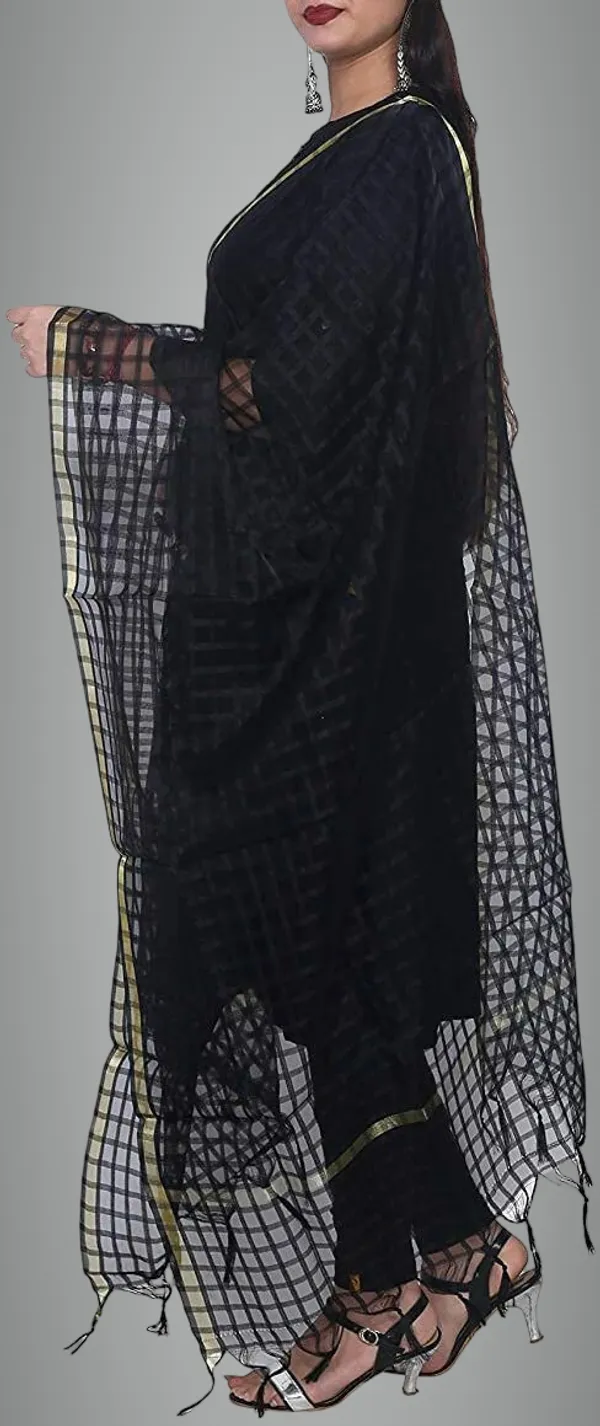 Black_Net_Checke_Dupatta_For_Women