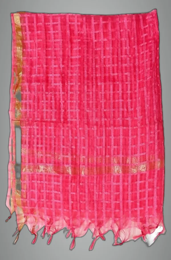 Pink_Net_Checke_Dupatta_For_Women