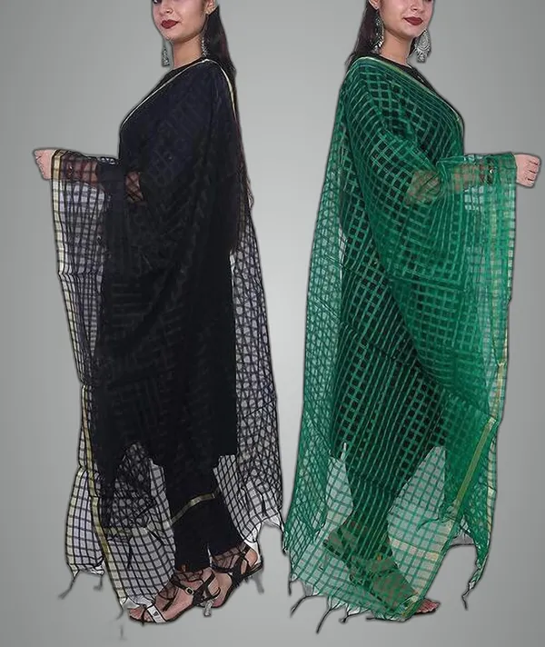 Multicolor_Net_Checke_Dupatta_For_Women