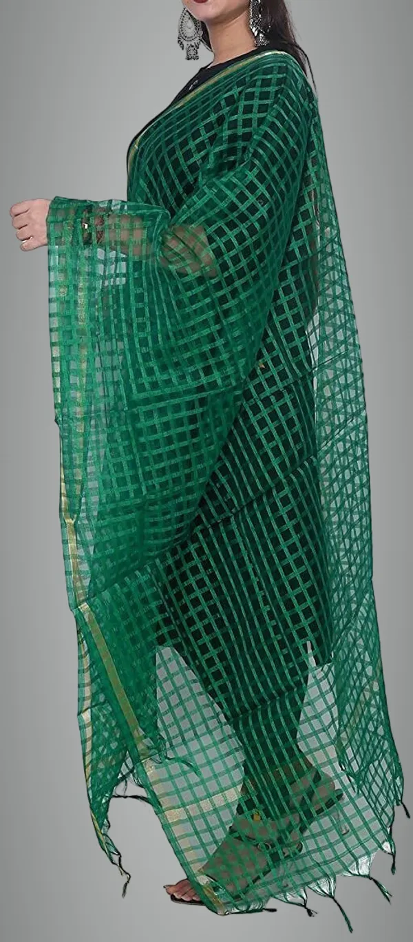 Green_Net_Checke_Dupatta_For_Women